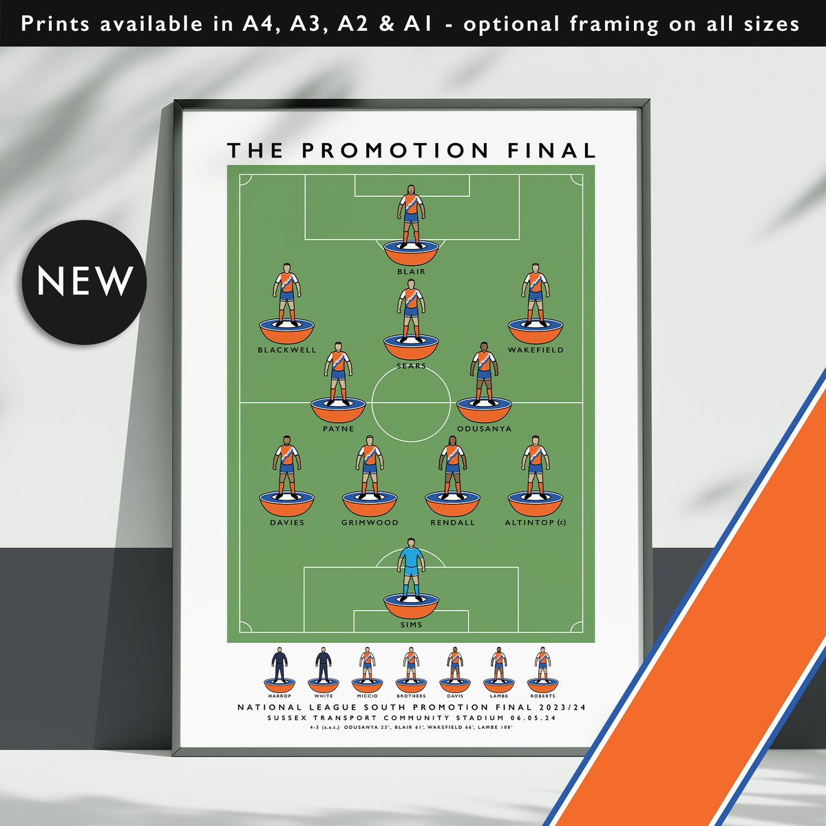 NEW: Braintree Town The Promotion Final Prints available in A4, A3, A2 & A1 with optional framing Get 10% off until midnight with the discount code THE-IRON Shop now: matthewjiwood.com/subbuteo-teams… #Braintree