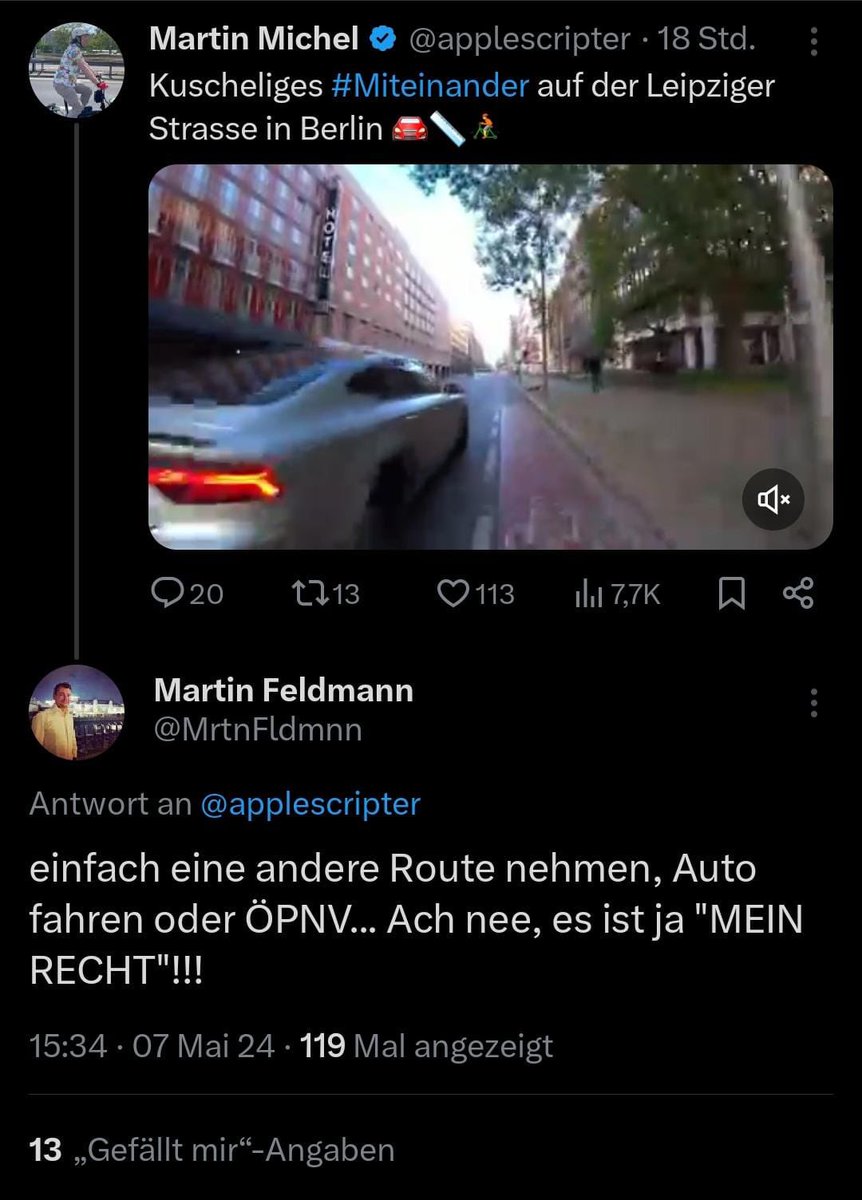 Falls jemand Hoffnung hatte, dass die CDU nach dem tödlichen Unfall in der Leipziger Straße für mehr Verkehrssicherheit sorgt: Martin Feldmann (Vorstand der CDU City West) steht exemplarisch für die Haltung „Die Straße gehört dem Auto, alle anderen können gucken, wo sie bleiben“