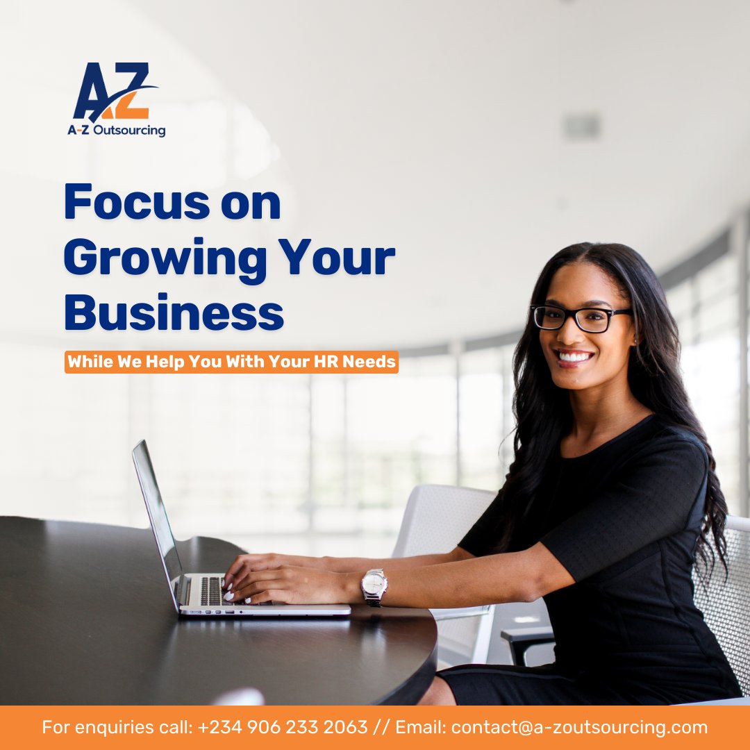 Your business deserves your full focus. Leave the HR headaches to us! 

Reach out and let's tailor a plan that fits your vision. 

Contact us:
Phone: +2349062332063
Email: contact@a-zoutsourcing.com

#AZOutsourcing #HROutsourcing #HROutsourcingServices #HRServices #BusinessGrowth