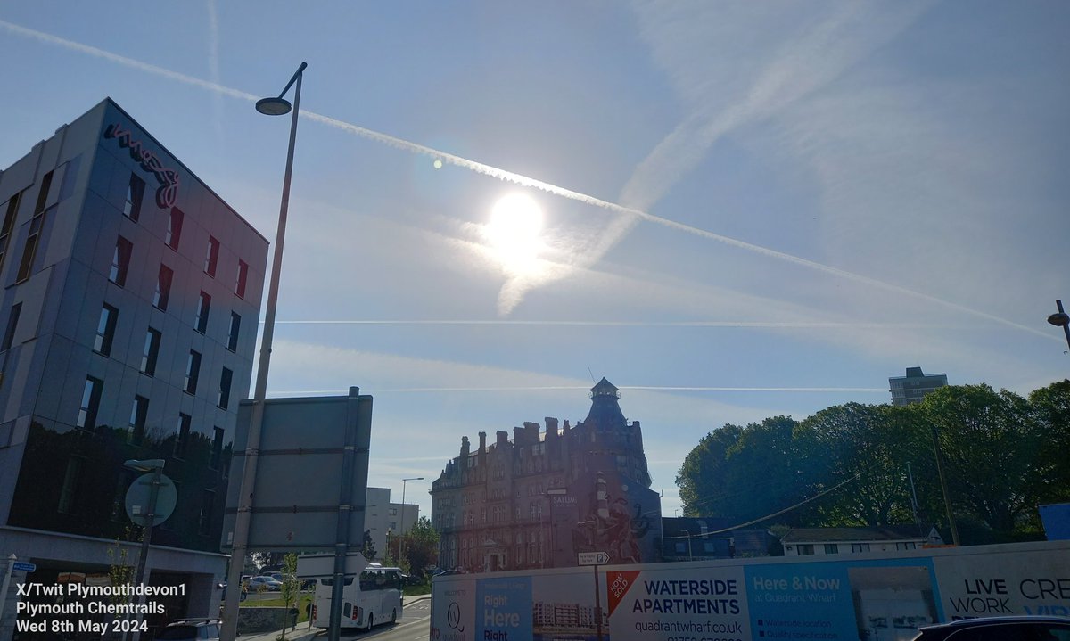 There were clear blue skies over Plymouth earlier this morning. But it's now somewhat hazy... #Plymouth #Chemtrails #GeoEngineering #Chemtrail @WindsorDebs