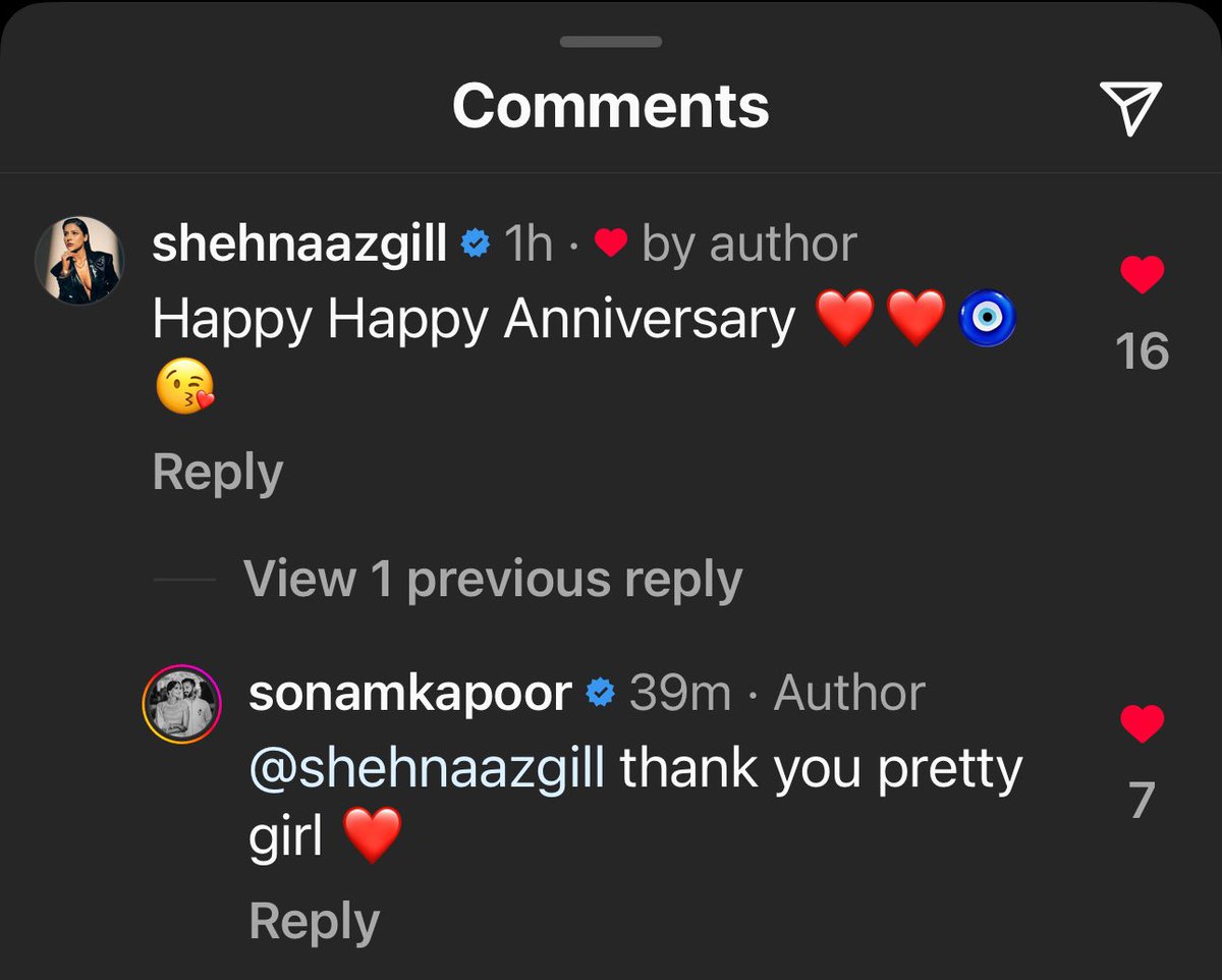 Our girl #ShehnaazGill wishing Sonam Kapoor and Anand Ahuja on their wedding anniversary ❤️ Love their cute bond❤️✨ Happy Anniversary!! @sonamakapoor @anandahuja ❤️✨💐