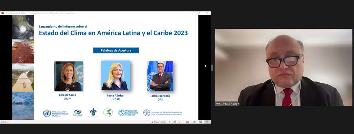 📢#Now Join the live broadcast of the launch of the Report: State of the Climate in Latin America and the Caribbean 2023🌎 ⛅Climate, weather and water-related impacts: At the frontline of climate action 🔗youtube.com/live/1l1vU7Gru…