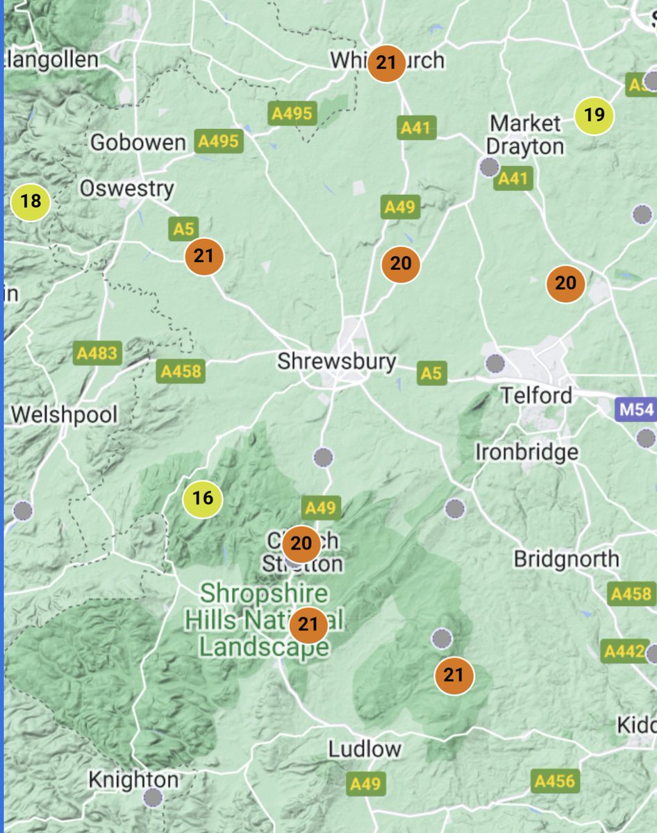 20c being hit widely over #Shropshire this afternoon.🌡️