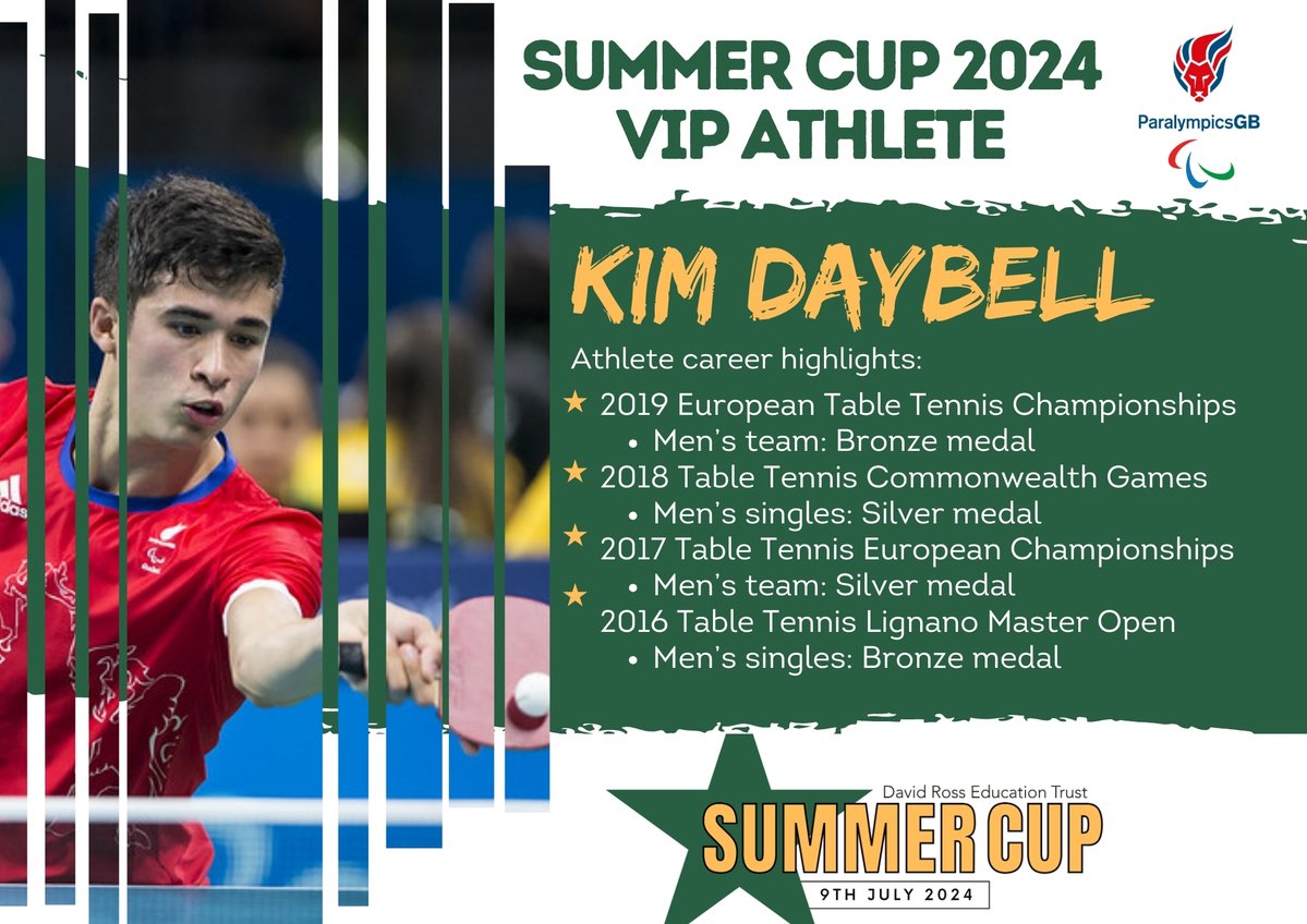 We are delighted to announce the first VIP Athlete who will be attending this year’s Summer Cup – Paralympian Kim Daybell!🏓🏅#DRETSummerCup2024 @ParalympicsGB