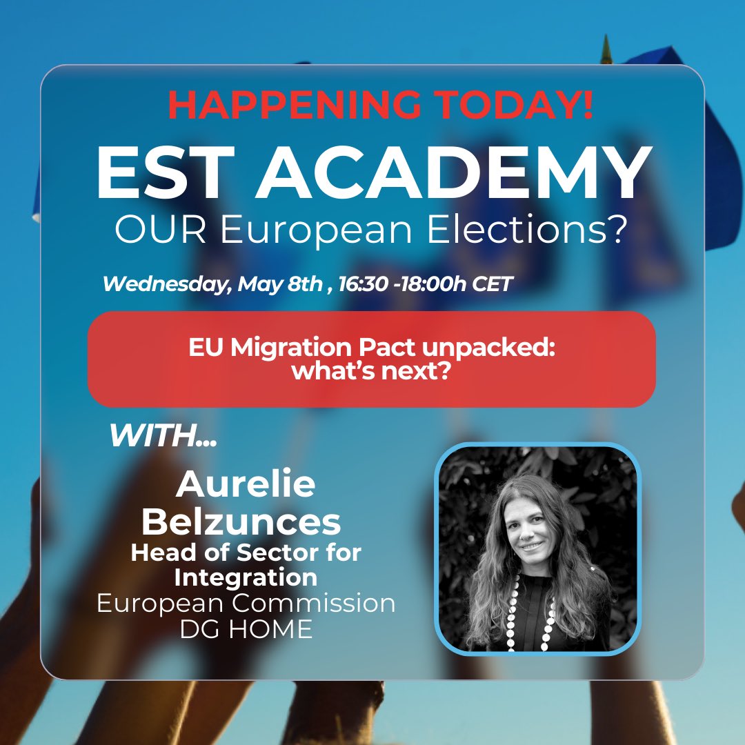 ⏰Happening TODAY at 16:30h CET! ️⚡Aurelie Belzunces, Head of Sector for integration at DG HOME @EU_Commission is joining us. ⏱️If you wish to join us for later sessions, registration will close TODAY at 23:59. 🔗Follow the link for more information: tinyurl.com/jhte4776