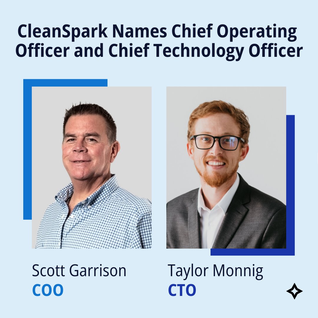 Congratulations are in order. 🎉🎉 We're pleased to announce Scott Garrison as our chief operating officer and Taylor Monnig as our chief technology officer. Scott, previously SVP of growth, and @taylorbmonnig, previously SVP of mining technology, have been instrumental in…