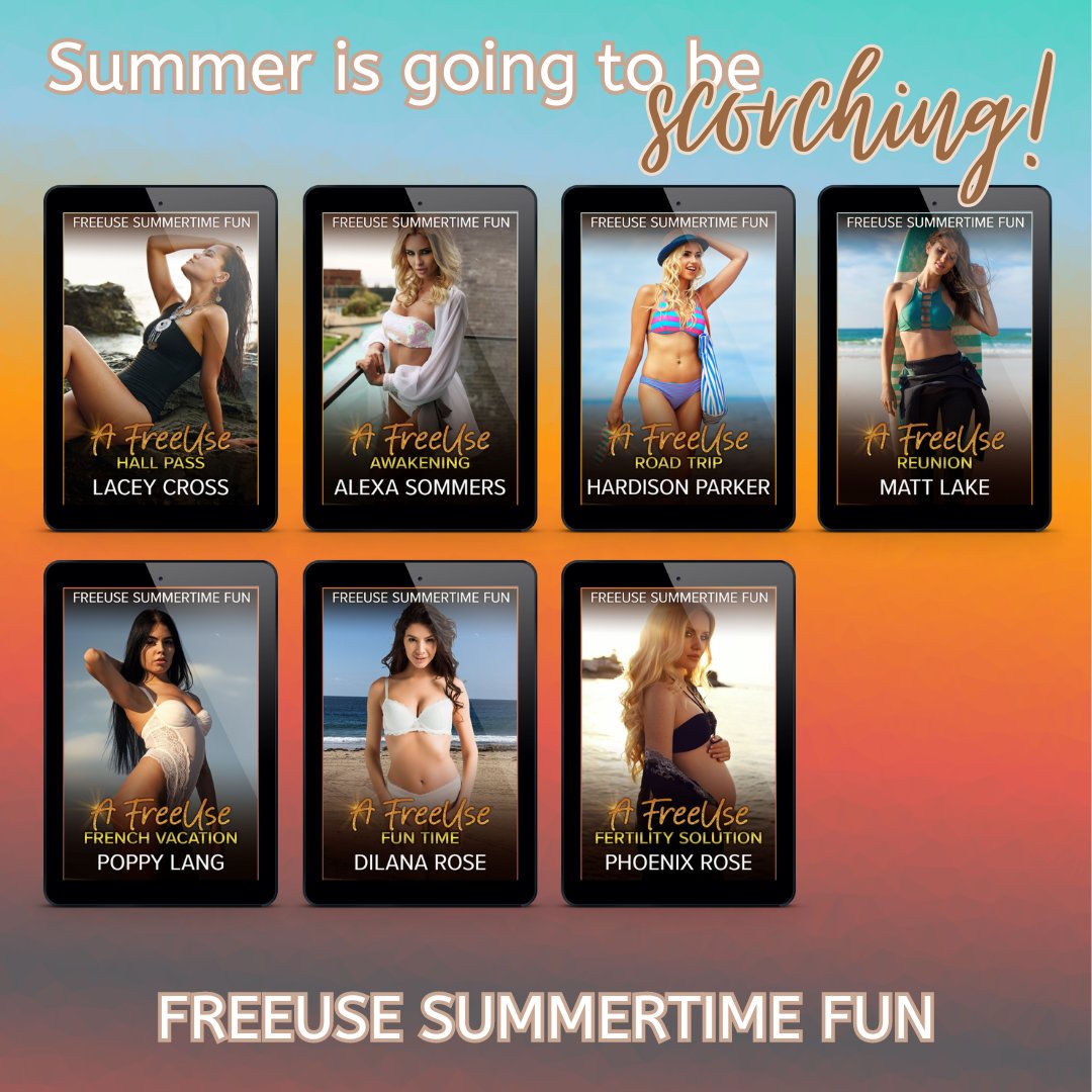 authormegbecker's tweet photo. New Freeuse Summertime Fun Series coming soon! π Pre-order available.
β£οΈ 7 women.
βοΈ 7 vacations.
π₯ So much pleasure.
#freeusesummer #freeusekink #newrelease https://t.co/F86ZPky9Aa
