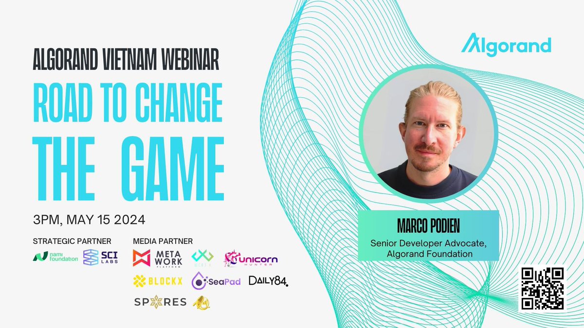 Algorand Vietnam (@algorandvietnam) on Twitter photo 👀 Ai là diễn giả đầu tiên trong Webinar: Road To Change The Game?
<a href="/mpodien/">Marco Podien | SDRO @Algorand ◻️</a> là Senior Developer Advocate từ Algorand Foundation, chuyên gia lập trình smart contract với Python. Marco có kỹ năng xây dựng cộng đồng, giúp web3 trở nên dễ dàng tiếp cận hơn.
#webinar 👀 Ai là diễn giả đầu tiên trong Webinar: Road To Change The Game?
<a href="/mpodien/">Marco Podien | SDRO @Algorand ◻️</a> là Senior Developer Advocate từ Algorand Foundation, chuyên gia lập trình smart contract với Python. Marco có kỹ năng xây dựng cộng đồng, giúp web3 trở nên dễ dàng tiếp cận hơn.
#webinar