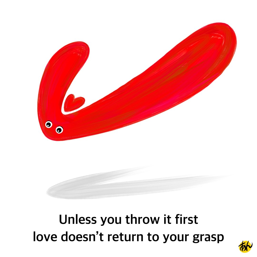 Unless you throw it first, love doesn’t return to your grasp.

#creatureart #illustration #illustrator #illustrationartist #art #boomerangs