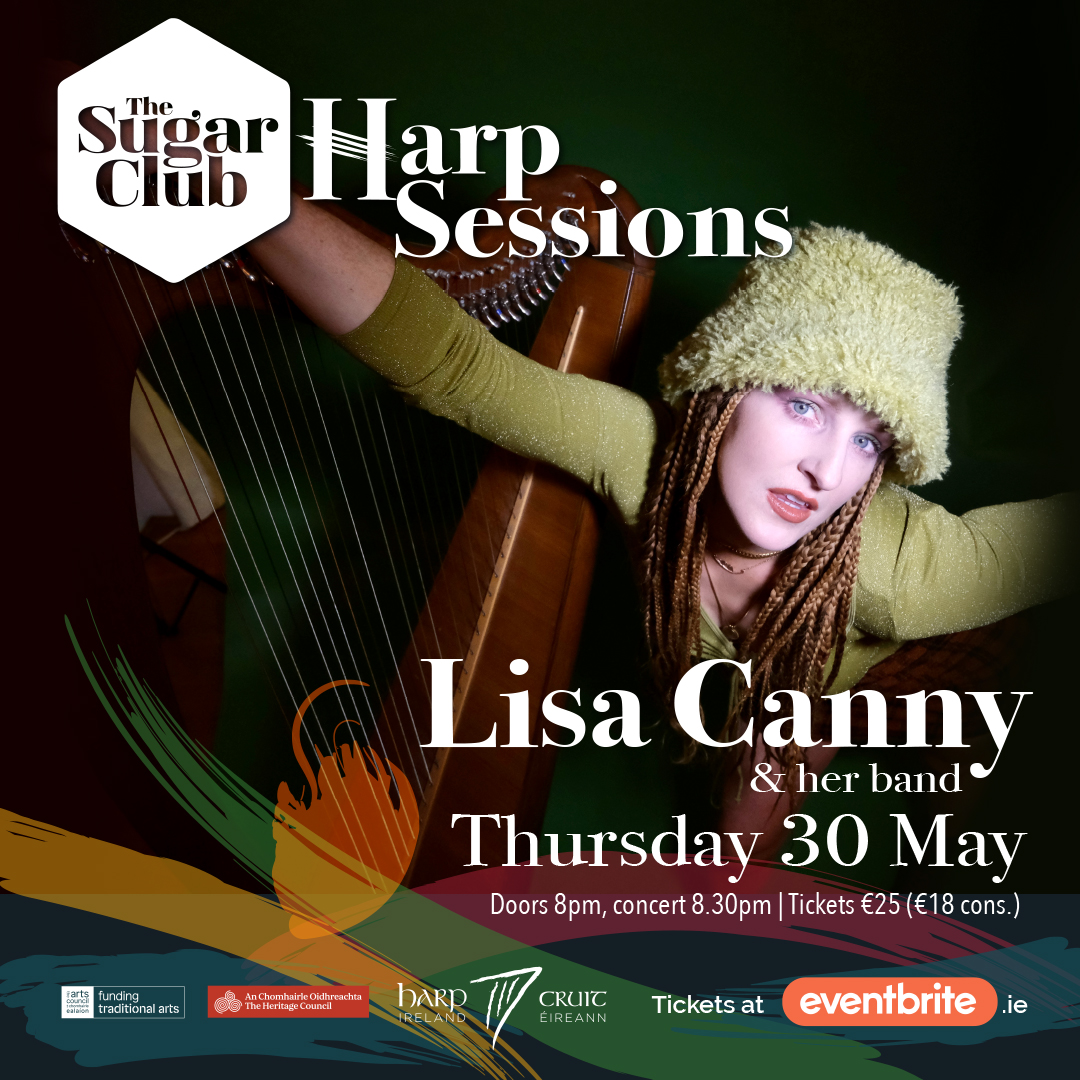 On Thursday 30th May 2024 features Mayo harper @LisaCanny and her band. Writing her own original material, Lisa is inspired as much by contemporary music genres like pop and electronica as she is by Irish traditional music. bit.ly/TSC_HarpSessio…