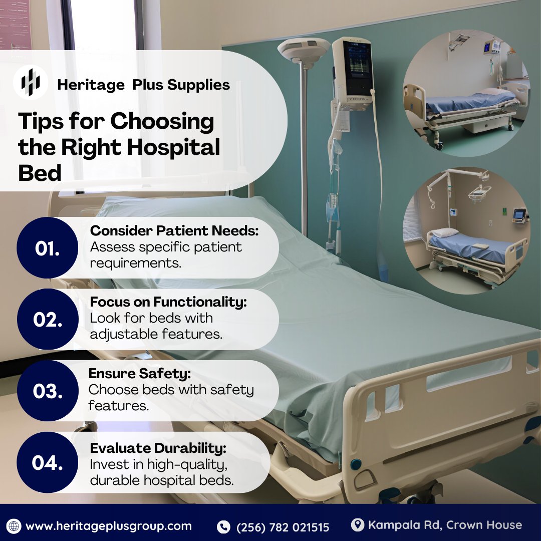 Trust Heritage Plus Supplies for dependable hospital beds that emphasize functionality, comfort, and safety.
🌐  heritageplusgroup.com
📲  +256 782 021515 for more info.
#MedicalEquipment #HospitalBeds #EFRIS