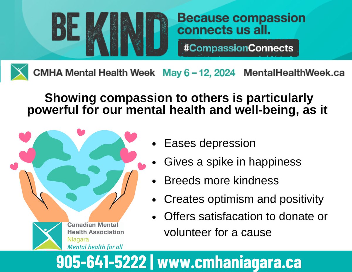 As we recognize #MentalHealthWeek this week, we reflect on the theme #CompassionConnects. Compassion can be a key ingredient to a lot of change in our lives, whether for yourself or towards others. How will you practice compassion this week?
