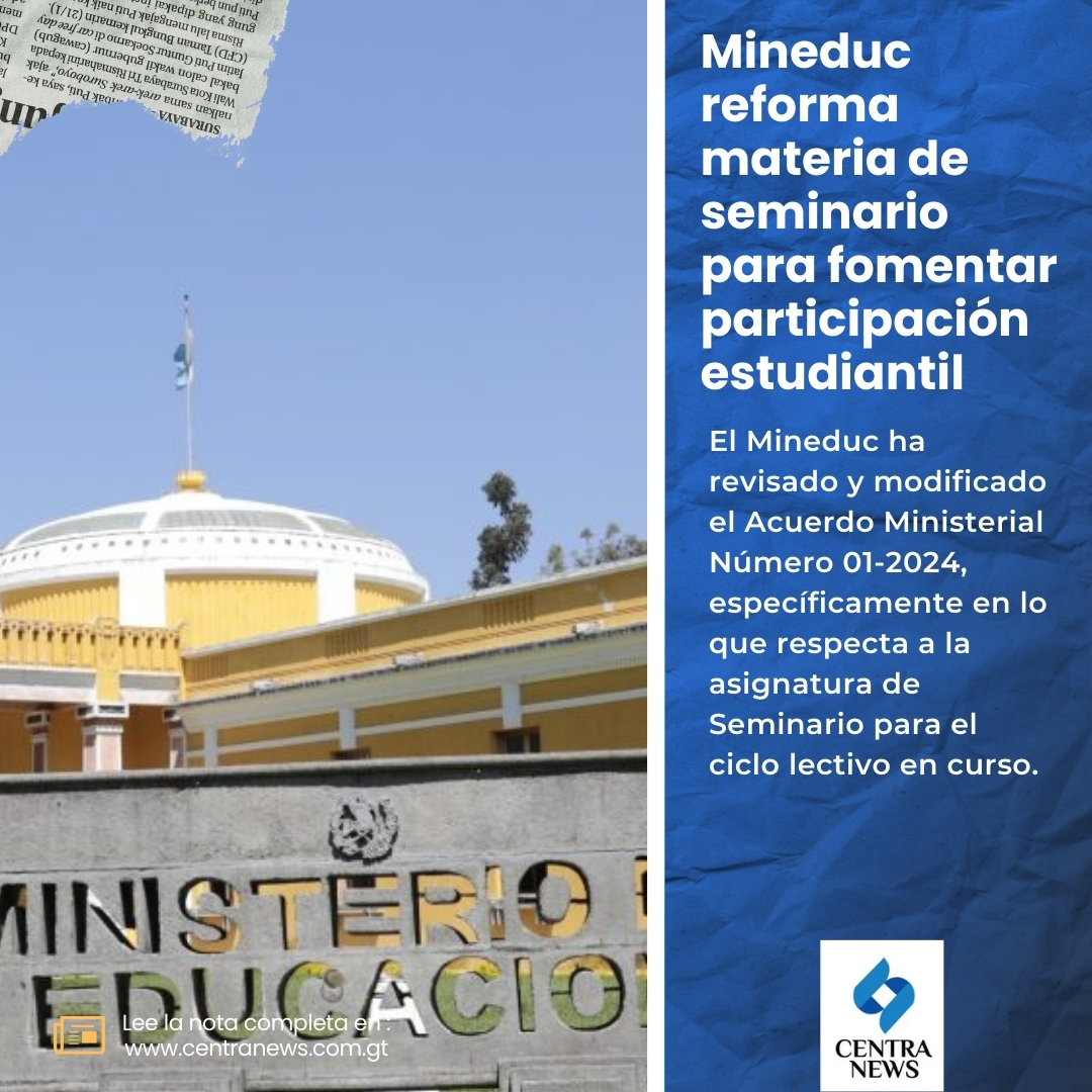 ↕️ 🏫 #NacionalesGT | Mineduc reforma materia de seminario para fomentar participación estudiantil.

📝 Los detalles: lc.cx/ZKJtJe

#AHORA #Guatemala #Educación @MineducGT