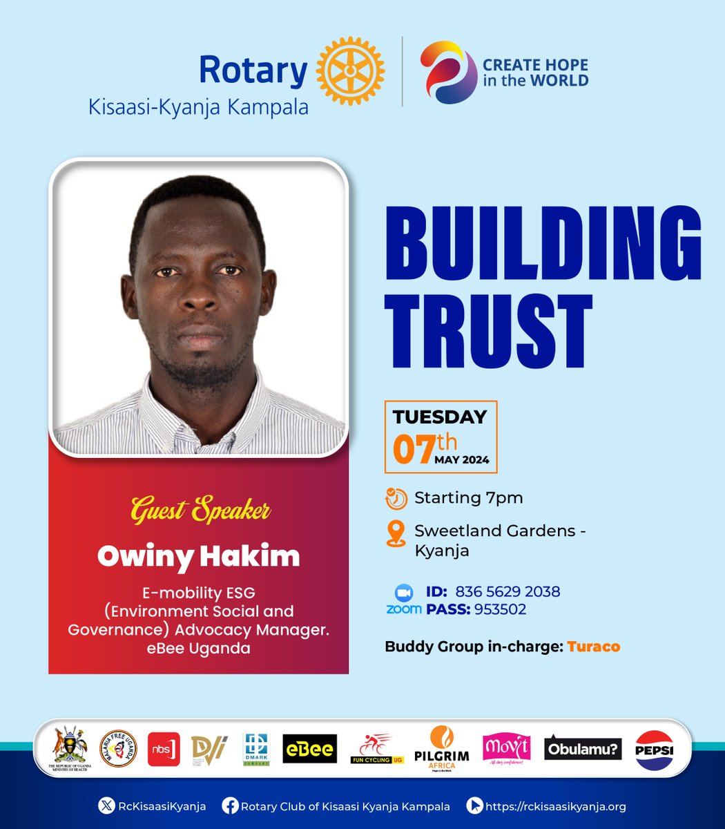 Remember our sharing about #BuildingTrust yesterday 7th May 2024Fellowship with @RcKisaasiKyanja . Quick recap. #Trust is about fostering Community structures where every aspect of human voice is valued, where institutions deliver on their promises. @Rotary @Pamelany