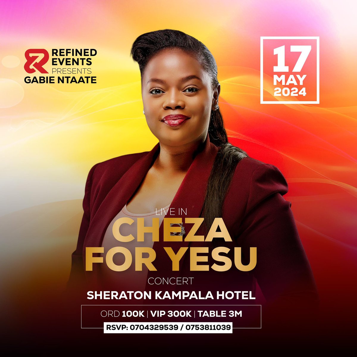 An evening of great music and heartfelt worship with @Gabientaate 

#ChezaForYesu Concert | May 17th | Sheraton Kampala Hotel