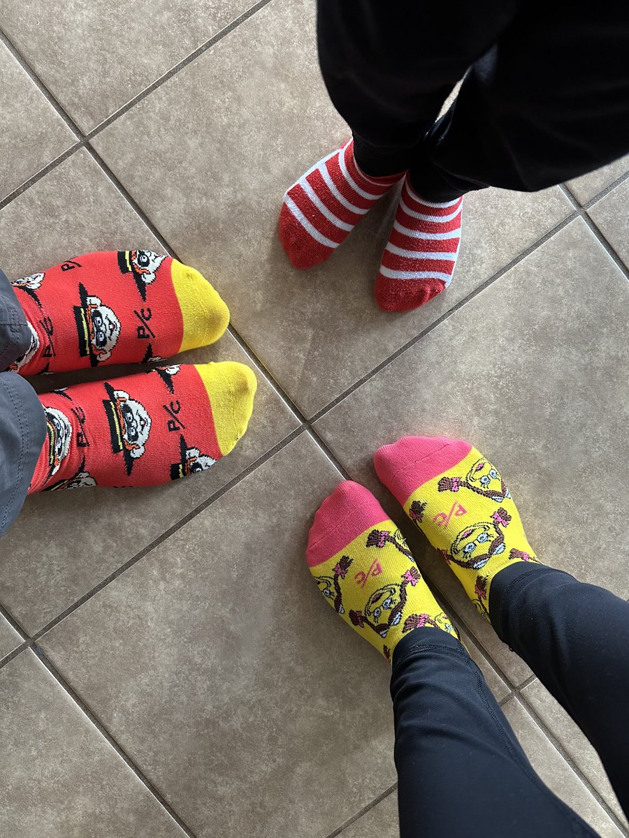 Got our @peacecollectiv3 & striped socks on for #mchappyday24 @RMHC @McDonaldsCanada. Thank you @RMHCSCO for being there for us six years ago while our son was hospitalized for 5.5 months at @mch_childrens @RobMillerAg ❤️🧡🤍 #keepingfamiliesclose
