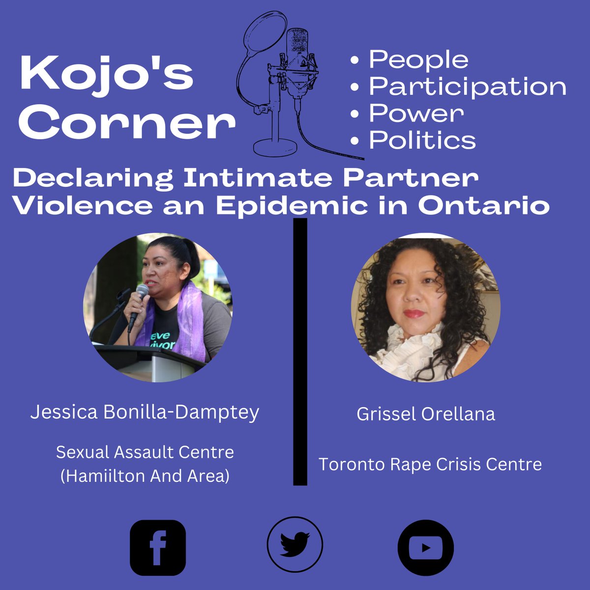 On this week's episode of #KojosCorner we are talking about 'Declaring Intimate Partner Violence an Epidemic in Ontario.' We are speaking with Jessica & Grissel from @SACHAhamont & @trccmwar 

Join the conversation this Friday, from 5 pm to 6 pm on X & Youtube. 
#HamOnt #onpoli