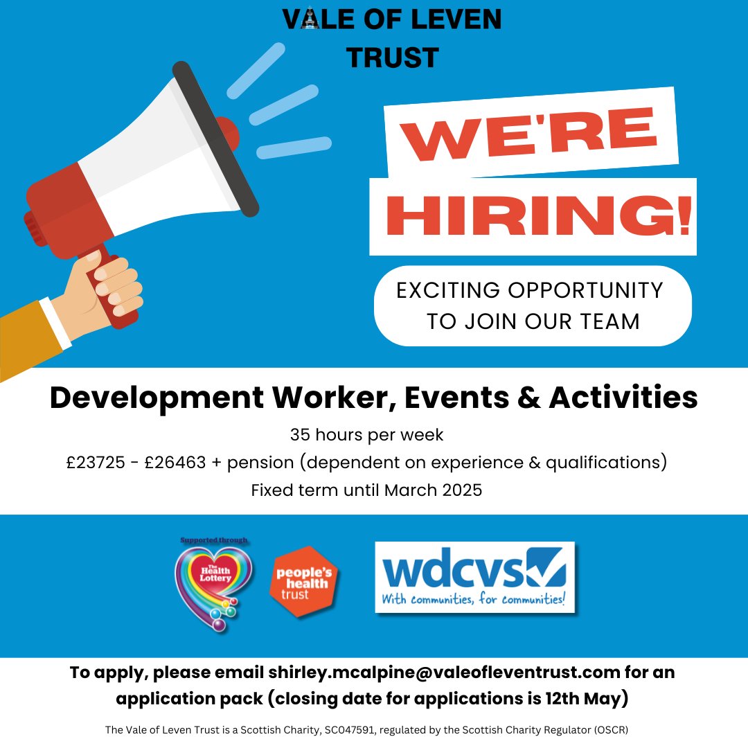 Don't miss the deadline to apply for our Development Worker post! See our Facebook page for a bit more detail on the role and be sure to get your application in by the 12th of May!