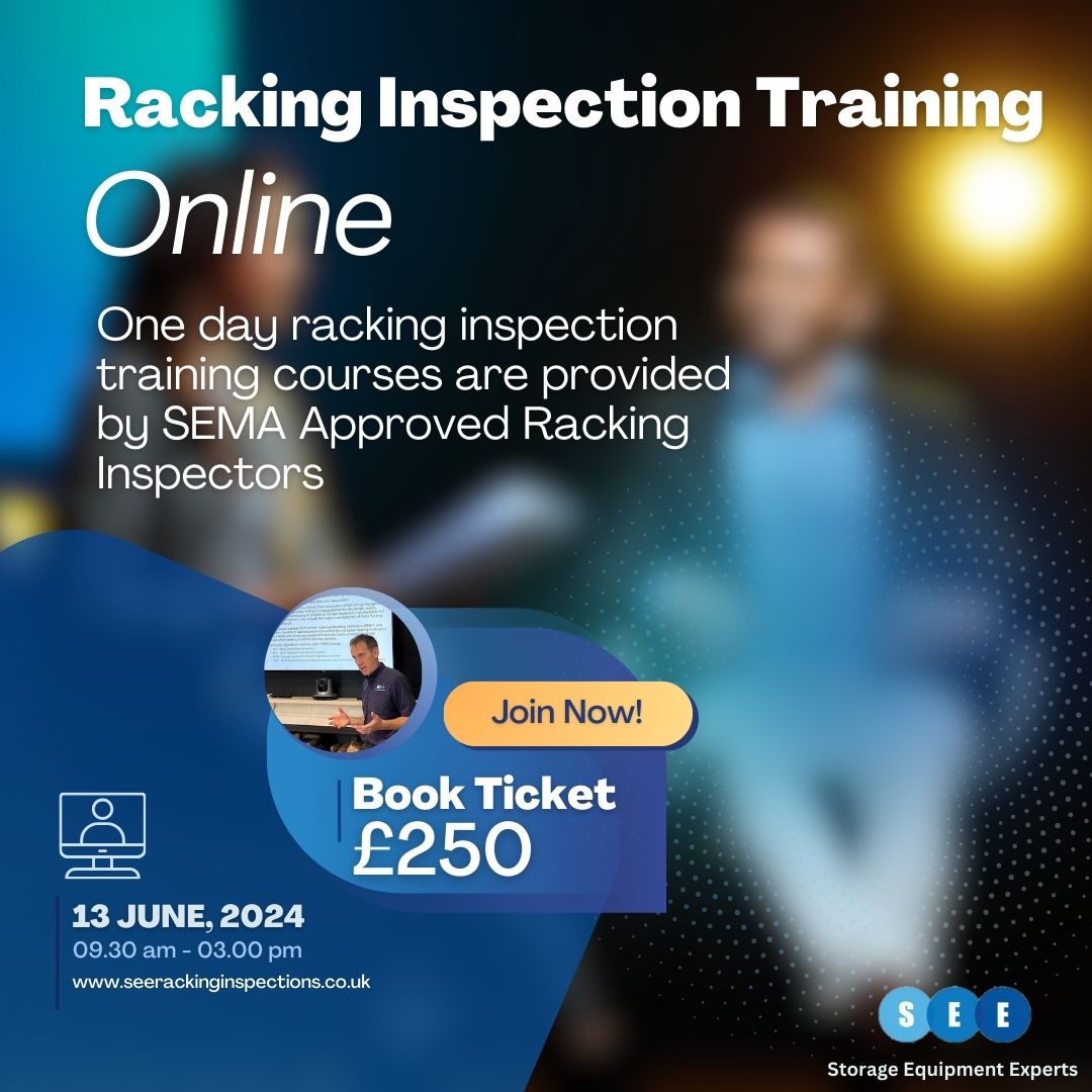 _see_racking's tweet image. Racking Inspection Training – Online

One day racking inspection training courses are provided by SEMA Approved Racking Inspectors.

13th June, 2024 @ 9:30 am - 3:00 pm

Book Ticket - £250.00

seerackinginspections.co.uk/training-cours…

#onedaytraining #rackinginspectiontraining #trainingcourses