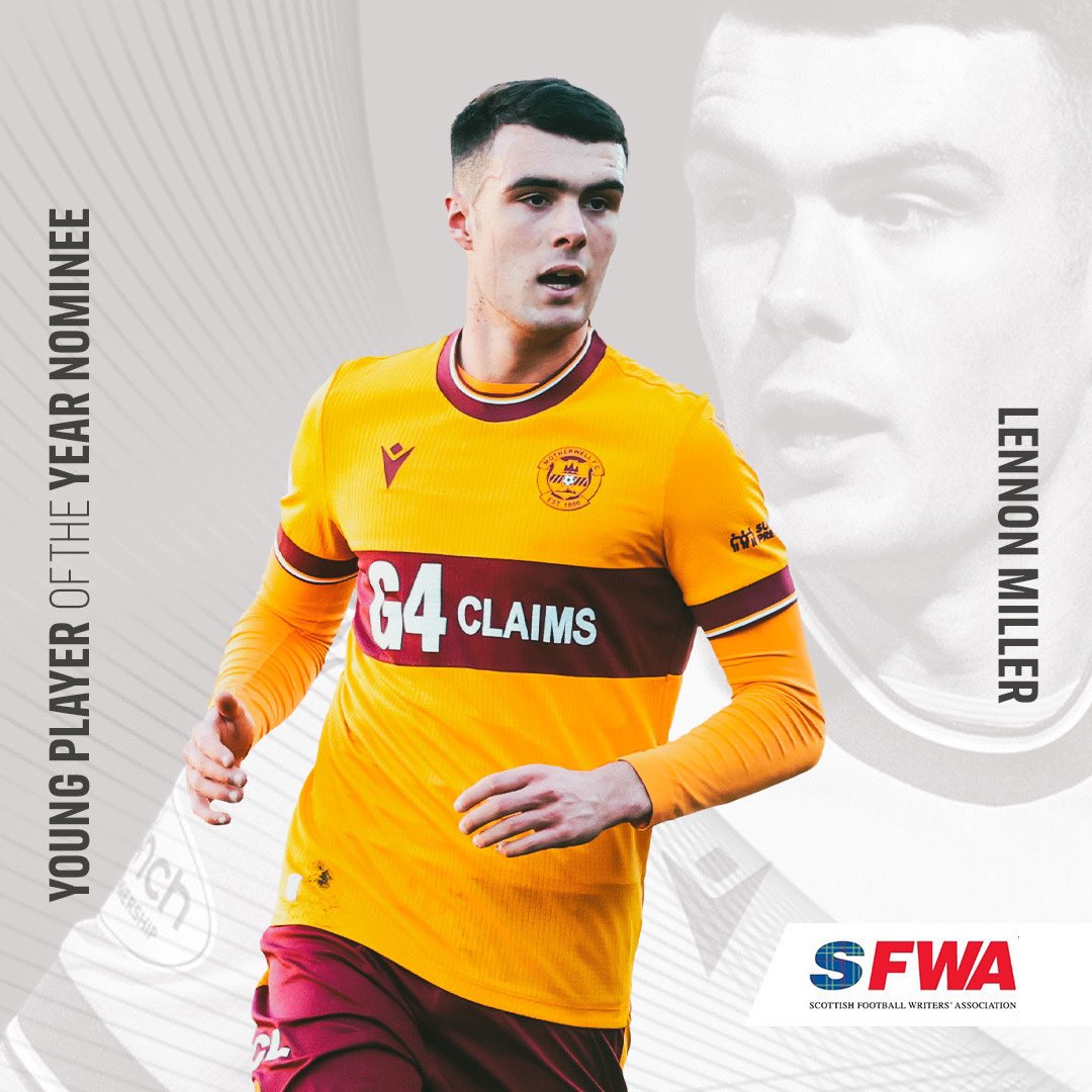 More recognition for an outstanding season 🧡 Lennon Miller has been nominated for the SFWA Scottish SPFL Young Player of the Year award. @LennonMiller06