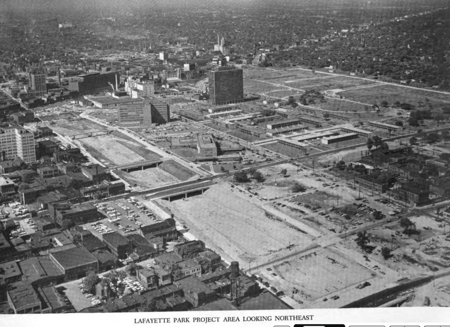 @wdet @PolarBarrett @olgasstella @SHDetroit Reminder that by the time they started building I-375, Black Bottom was long gone. Turning the below grade highway back into a surface road will not reconnect anything. The old street grid was destroyed long ago.