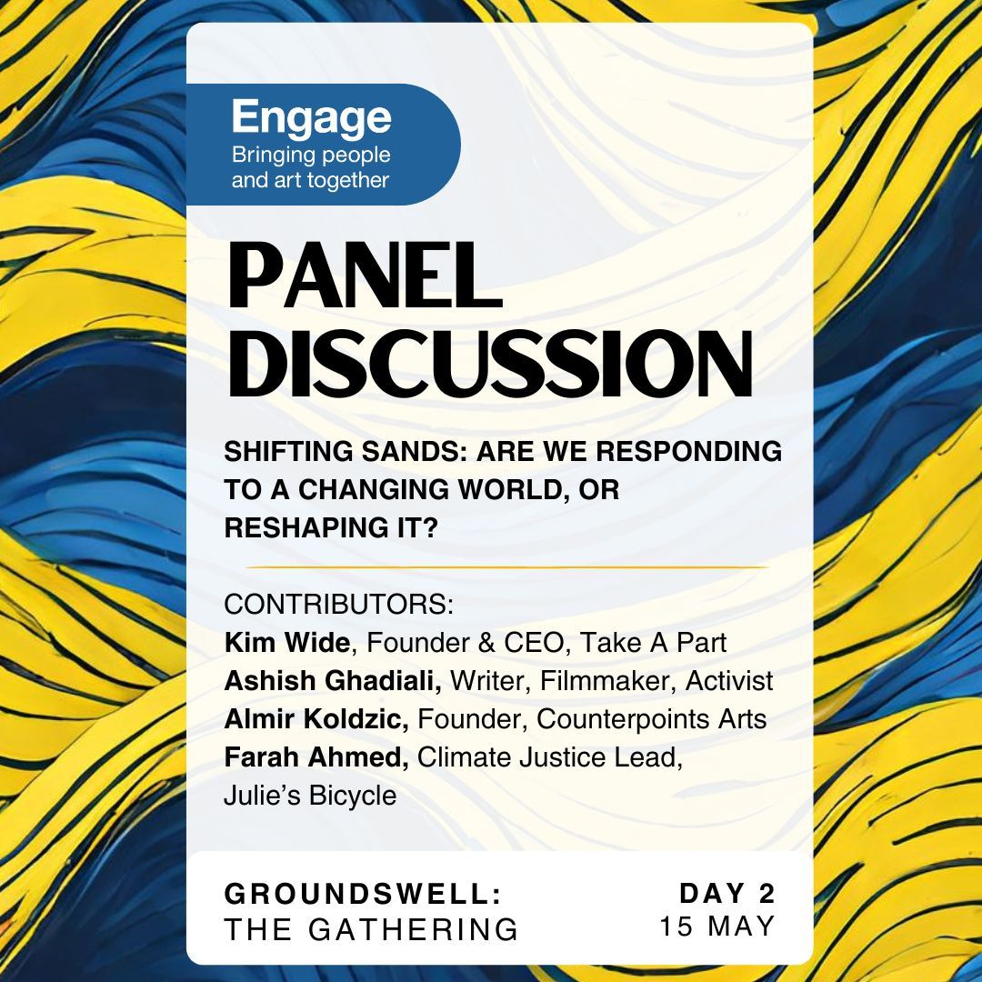 Next week our Climate Justice Lead @farzja joins @engagevisualart for their Groundswell Gathering. The two-day hybrid event focuses on local practice leading global change and there's lots of talks, panels and workshops to enjoy >> tinyurl.com/4vb9526r