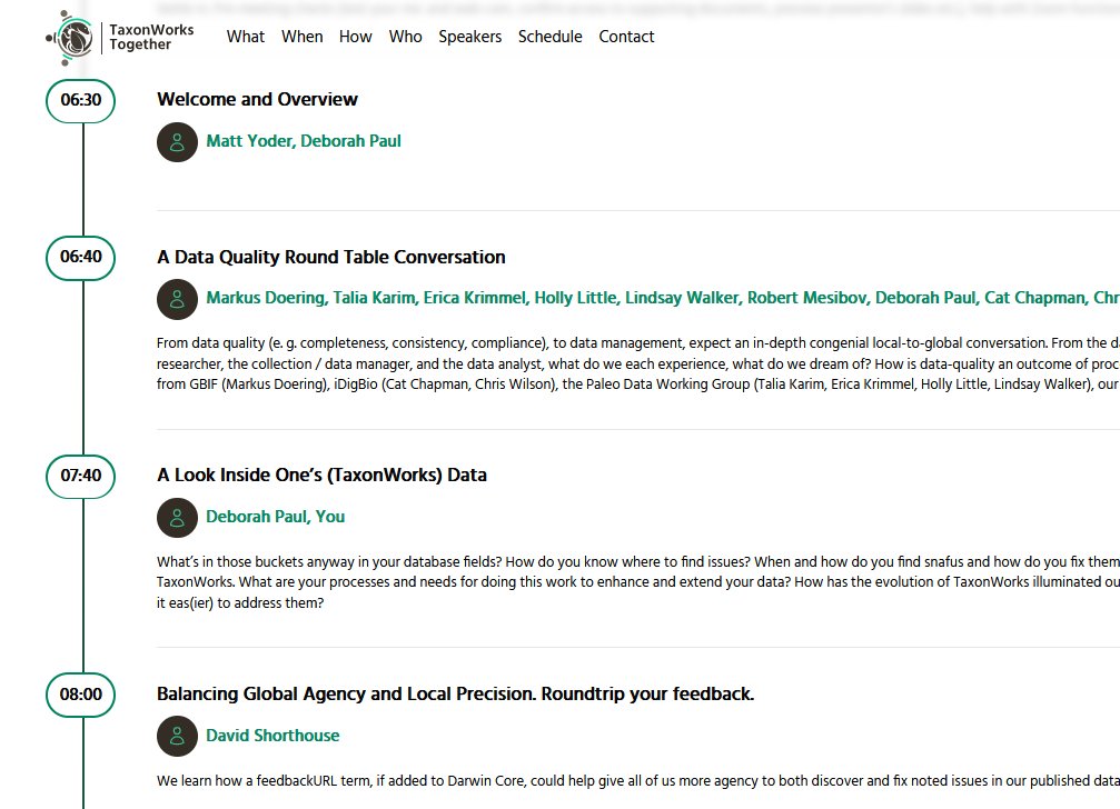 Starting day 2 of #TaxonworksTogether with a great group of speakers! together.taxonworks.org
