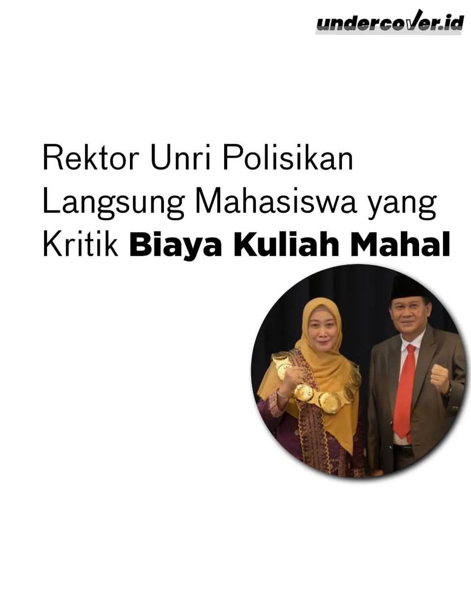 Mahasiswa Fakultas Pertanian Universitas Riau (Unri), Khariq Anhar dilaporkan ke Polda Riau terkait ITE setelah bikin konten video terkait biaya kuliah mahal. Laporan itu ternyata dibuat langsung Rektor Unri, Prof Sri Indarti.

'Rektor (langsung melapor). Tapi ada juga penasihat