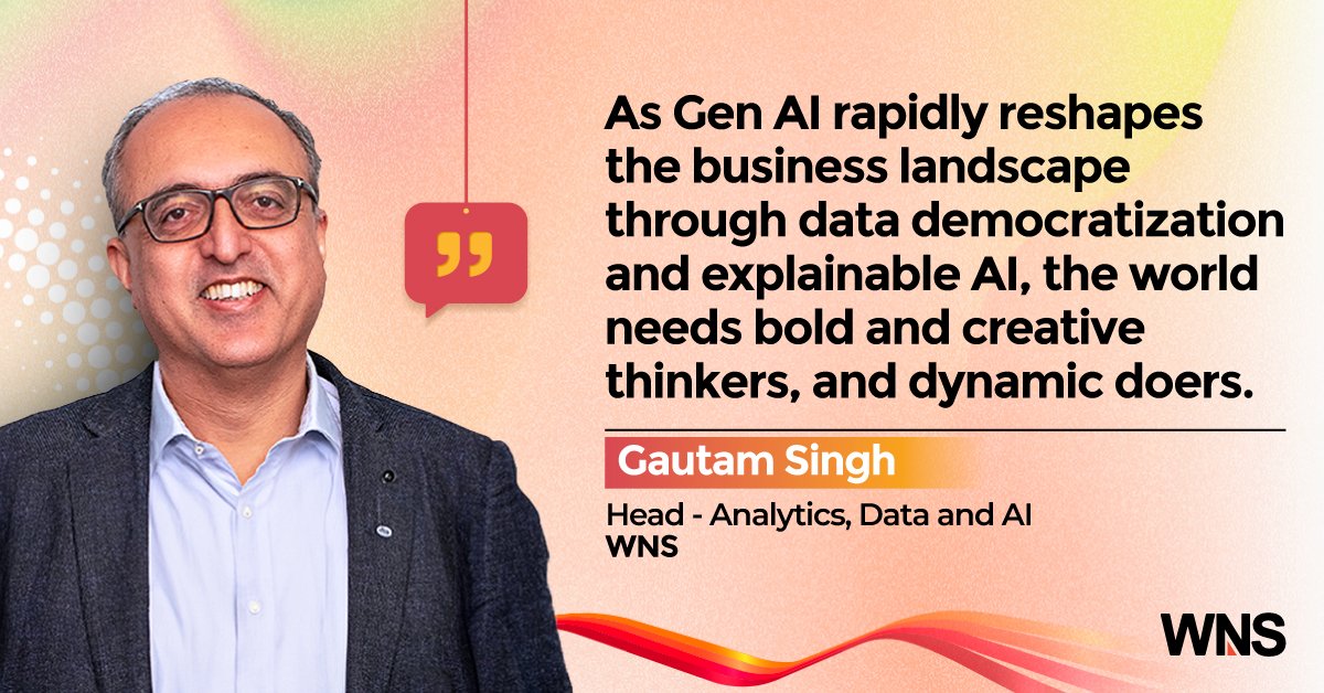 #WNSHackquest, our annual hackathon, saw data enthusiasts share their innovative ideas to solve industry challenges. Gautam Singh, Head of Analytics, Data and AI, delivered a captivating keynote on the potential of #GenAI. Relive the excitement: bit.ly/HF6_T🎥