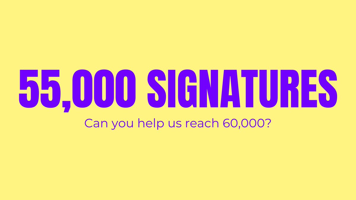 55,000 of you have now signed our #DemandSurvivalNow campaign! Thank you for making your voices heard this vital election year. If you haven't already signed, you can do so here: bit.ly/3IyygOM If you have, help us get to 60,000 by sharing this post! 💜