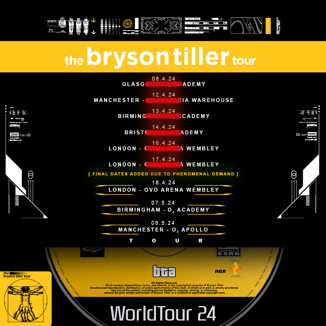 So excited for @brysontiller tonight 🙌 Support from AAA and MANLIKENAIJA. Doors at 7pm. Our usual security measures are in place - no bags bigger than A4 - please check our pinned tweet for details 🙏