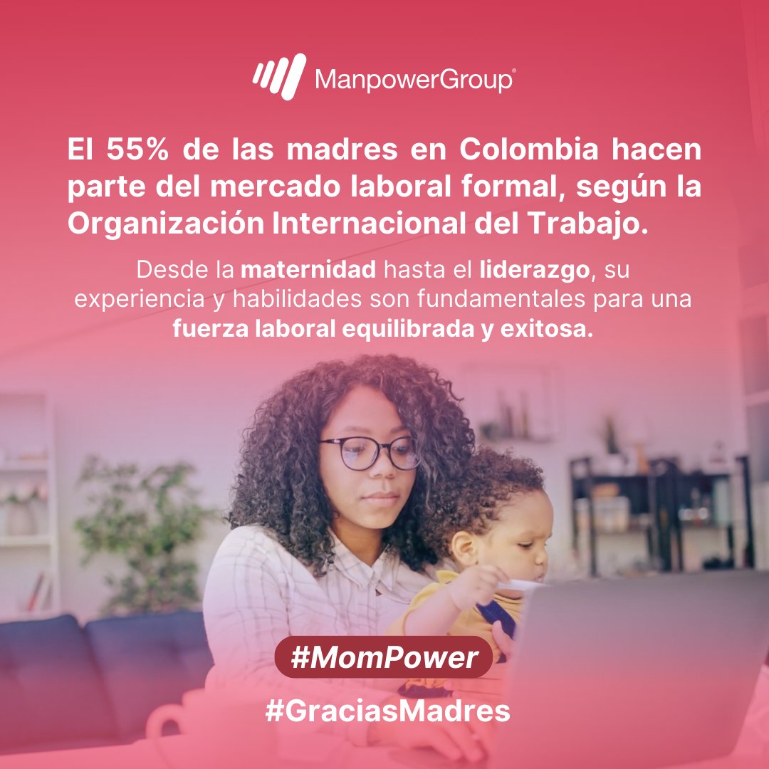 ManpowerGroupCO's tweet image. Detrás de cada número, hay historias de esfuerzo, dedicación y amor. El 55% de las madres en Colombia demuestran que la maternidad y el liderazgo van de la mano #GraciasMadres por liderar con el ejemplo y por ser pilares de un futuro más igualitario  🌠#MomPower #ManpowerGroup