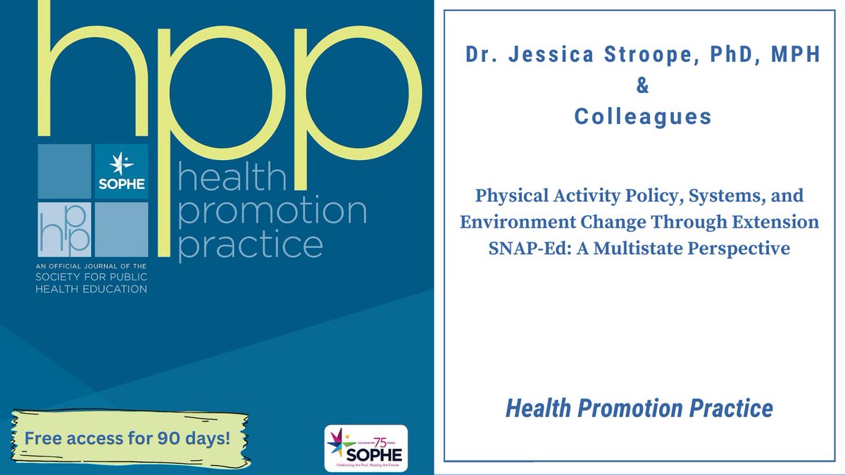 Learn the impact of SNAP-Ed in promoting healthy living! Extension-based SNAP-Ed initiatives shape policy, systems, and environments to foster active lifestyles. #HealthyLiving Read about it here: journals.sagepub.com/doi/full/10.11… @LaNitaSWright @SOPHEtweets @Sagejournals @JeanMBreny