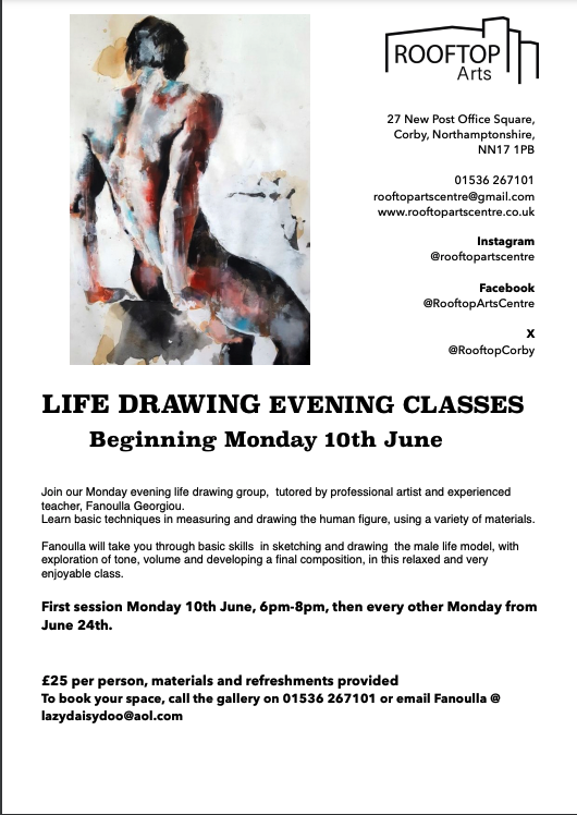 New Life drawing Evening classes ! Bi-monthly at @RooftopCorby starting June 10th. Email lazydaisydoo@aol.com