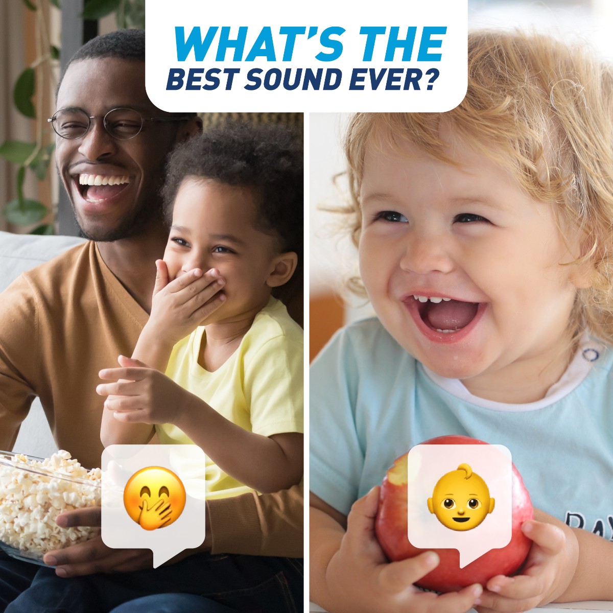 starkeyhearing's tweet photo. Core memories unlocked. Could one of these be the #BestSoundEver? Which has your vote โ Baby Giggling or Childโs First Words? Leave us a ๐คญ or ๐ถ to let us know which should move on.
#BetterHearingMonth https://t.co/S5CgTTBwRs