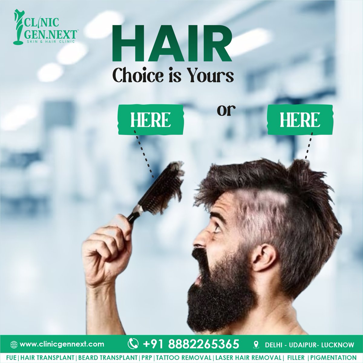 Hair Choice is Yours

Consult Our Experts Now

#ClinicGenNext #HairTransplant #SkinTreatment #Wrinkles #Moles #Acne #SkinCare #HairLossSolution #ConfidenceBoost #FUE #FUT #FreeConsultation #HairCare #Dermatology #Skintreatment #Skinproblem #Wrinkles #Moles #Blackheads #Acne