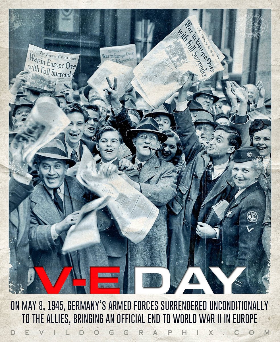 Today marks the 79th anniversary of V-E Day! 

On May 8, 1945 the war in Europe officially ended with the unconditional surrender of the German army.

#VEDay #VictoryInEurope #WWII #WorldWarII #Europe #Military #History