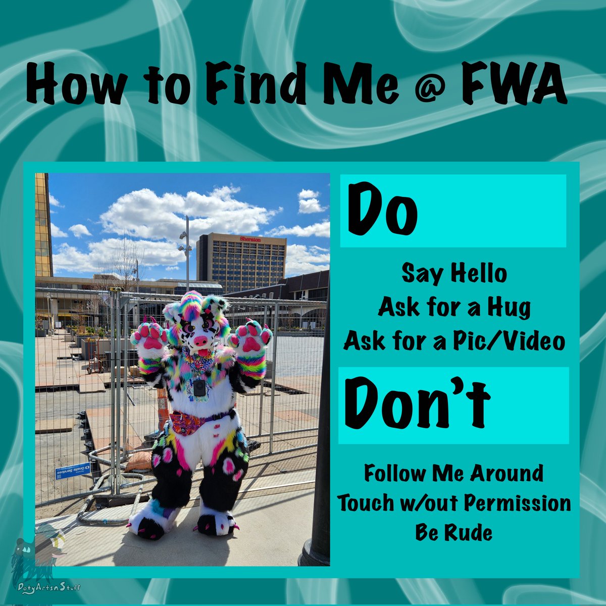 Here is how to find me at Furry Weekend Atlanta this week, can't wait to go. 

#furry #furryfandom #furrycommunity #fursona #fursuit #fullsuit #fursuiting #fursuiter #convention #furrycon #furryconvention #fwa #fwa2024 #furryweekendatlanta #furryweekendatlanta2024