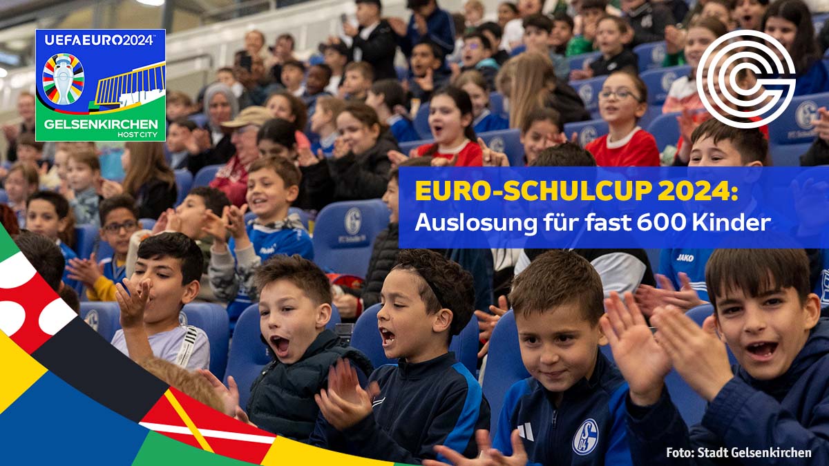 Bald rollt der Ball bei der @EURO2024DE in #Gelsenkirchen – doch wenige Tage zuvor werden bereits 600 Kinder aus Gelsenkirchen den EURO-Schulcup austragen! Wie die Profis erlebten die Kids heute die Gruppenauslosung in der Arena: t1p.de/j6ox4 #EURO2024