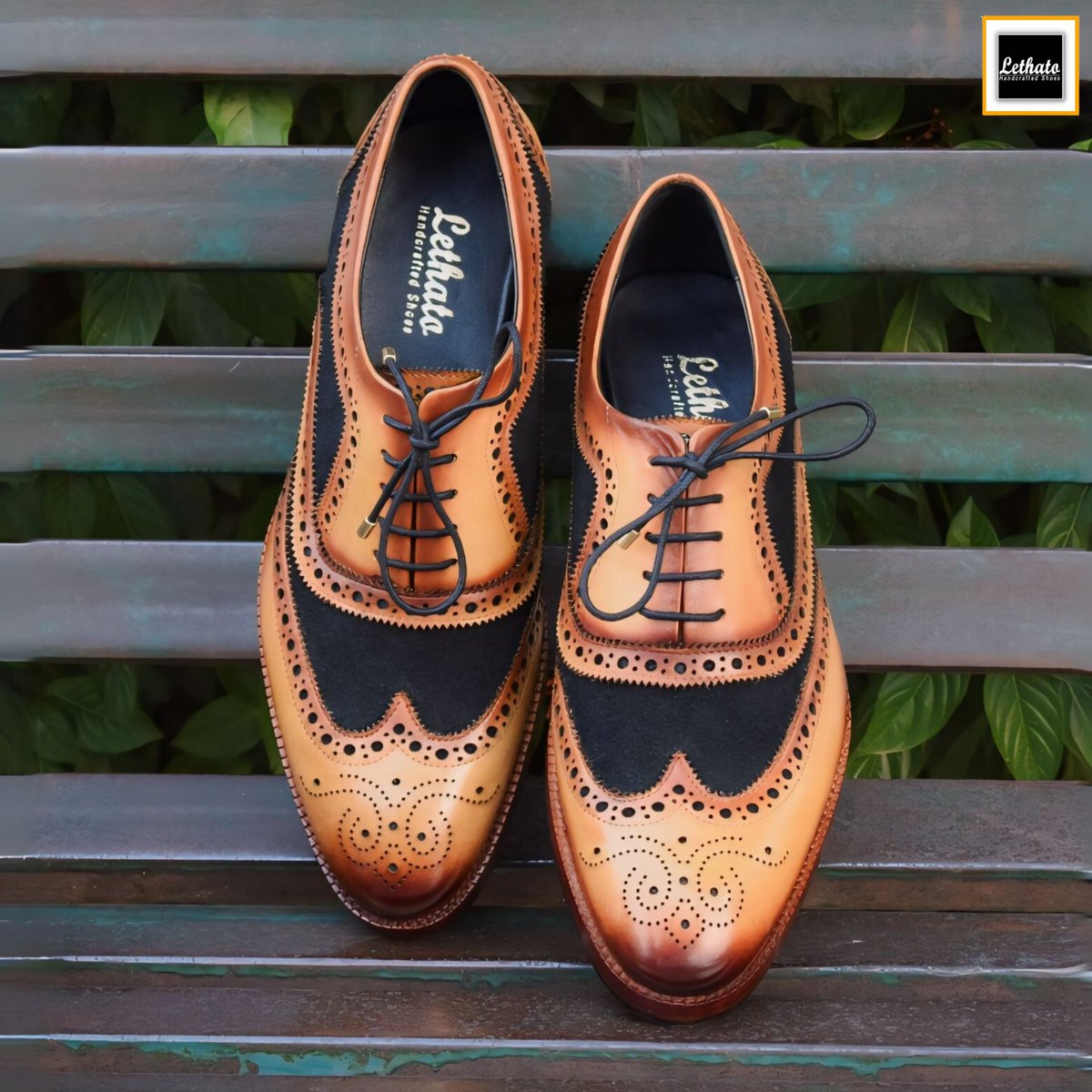 The 'Wingtip Brogue Oxford - Navy Suede' by Lethato is a stylish and sophisticated shoe choice. . . . #weddingshoesformen #menweddingshoes #formalshoesformen #bestweddingshoesformen #italianleathershoes #blakestitch #formalshoes #springessentials #lethatoshoes #menlook #lethato