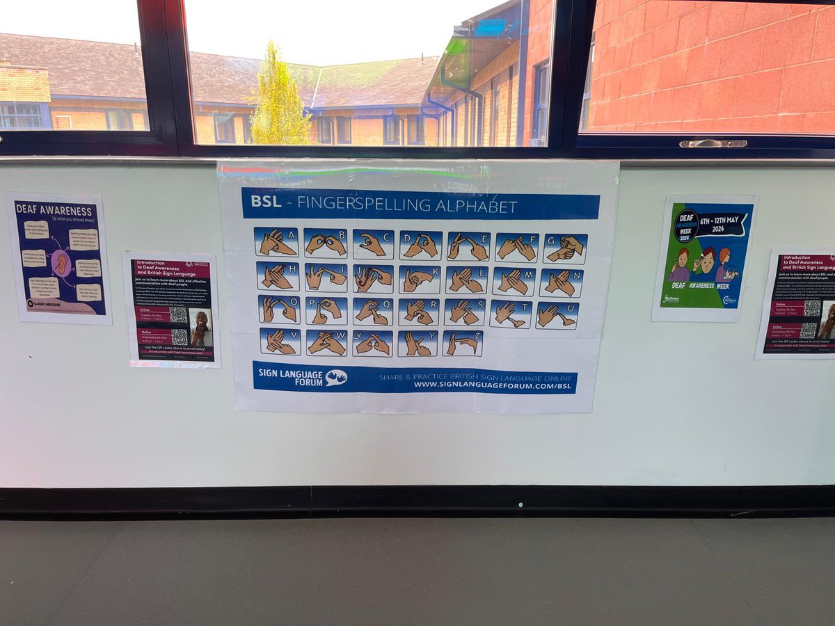 This week is deaf awareness week 6th to 12th May ! You can learn the British Sign Language alphabet in Pendleview reception or scan the QR code on the poster to join in an online session #DeafAwarenessWeek2024