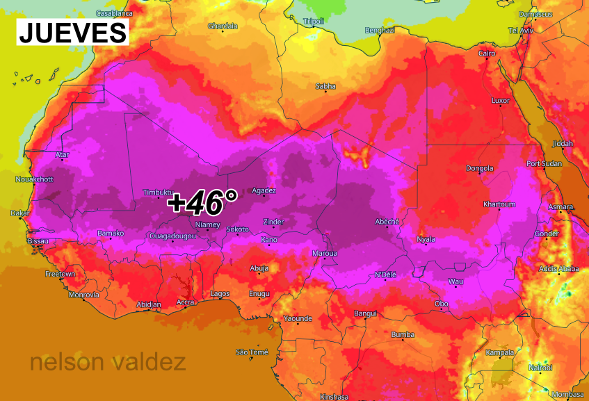 🌡️ Mañana Jueves las temperaturas en #México estarán rivalizando con las de los desiertos de #Africa, incluso pueden ser superiores en puntos del Noreste de México. #OndaDeCalor