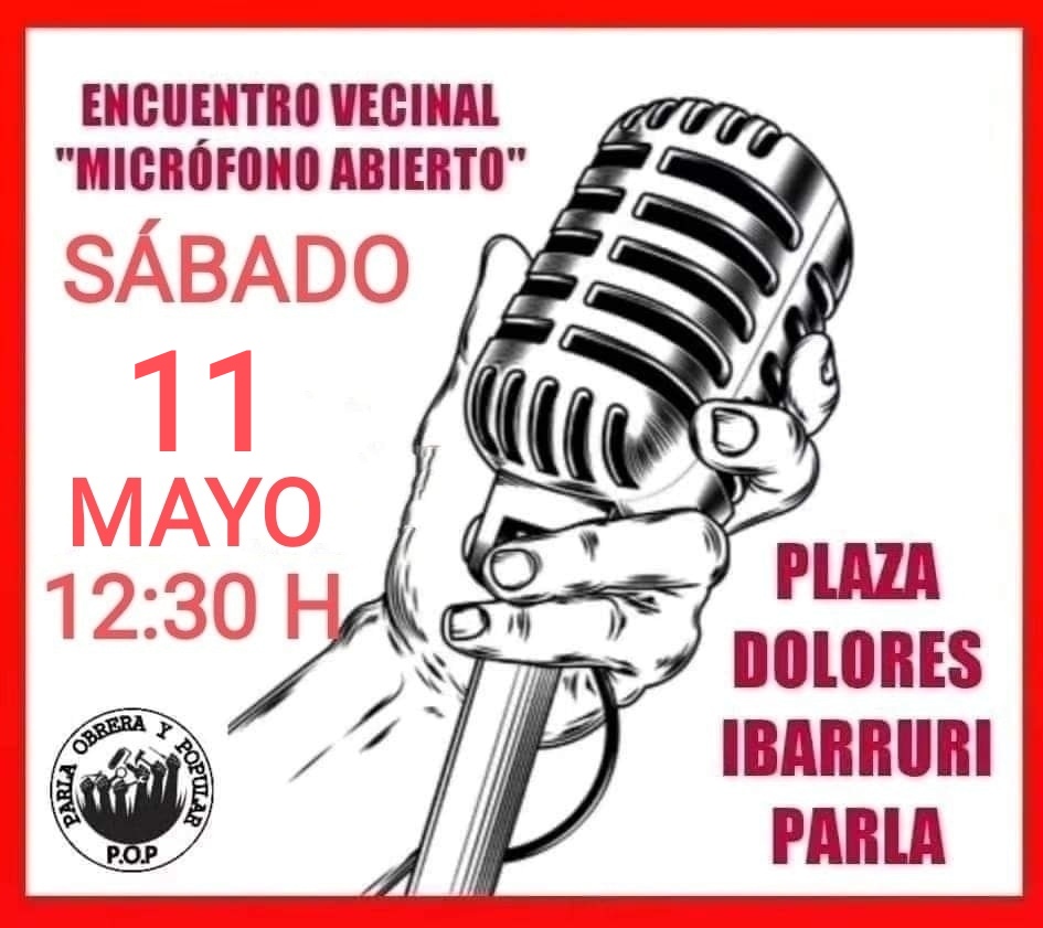 Derogación 15/97 art 90 y 67 LGS
#SanidadPublica
Asamblea vecinal 'MicroAbierto'
Sábado 11 Mayo 12:30h
Pl Dolores ibarruri #Parla
‼️ FASCISMO NUNCA MÁS ‼️
‼️NO A LA PLANTA DE BIOGAS EN CUBAS‼️
#NiUnaMenos
#FreePalestine 
#MetroParlaYa
💀💀#Ayuso7291💀💀