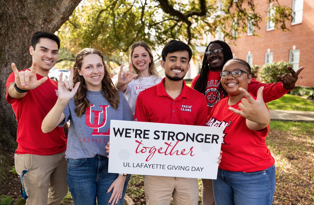 Tomorrow is UL Lafayette Giving Day! Join us in giving to the areas you care about most at the University. When we give together, we’re stronger together. Head to givingday.louisiana.edu to support what you love! #RaginCajunsGive