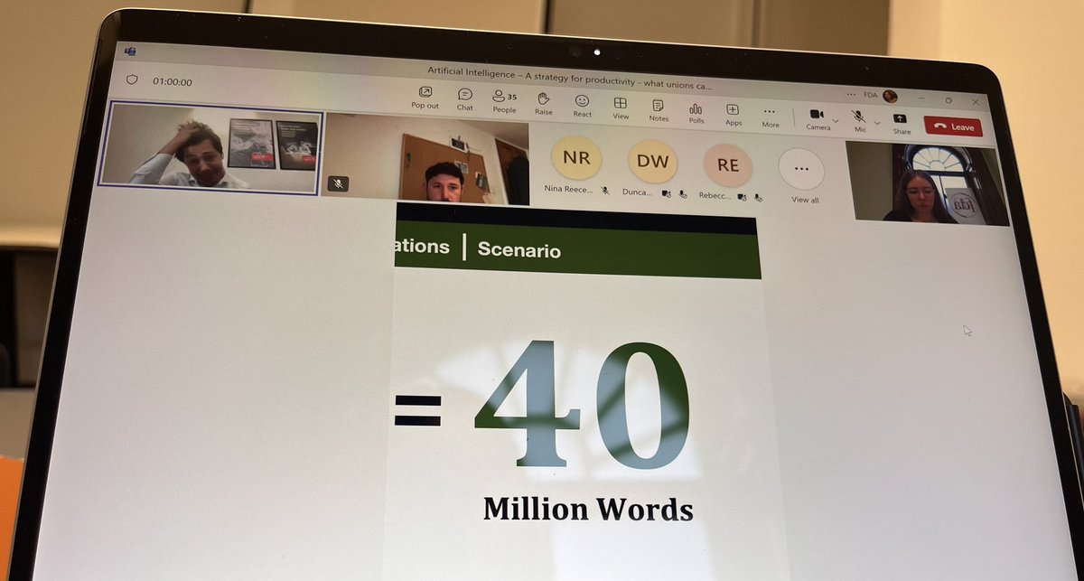 Fascinating fringe on AI and productivity in the civil service as part of @FDA_union’s conference events. Thanks to @AdamC_Corn, Nina at @The_TUC and Alex at the Cabinet Office for sharing their work with our members. Looking forward to continuing our work in this area.