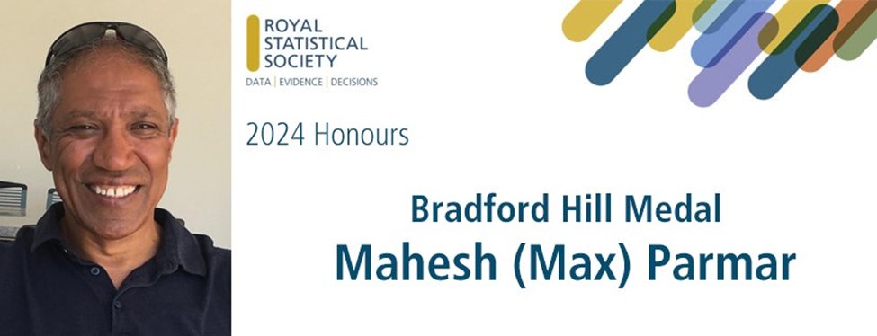 @univofstandrews @clark_esta @NatRecordsScot @NCLMathsStats @KEHub_Maths @cpact @LancsUniMaths @g_rasines @RachelHilliam @OUMathsStats @Vnafilyan @ONS @Sage_NCL The Bradford Hill Medal for medical statistics is awarded to @MaxParmarMRCUCL of @UCLPopHealthSci @MRCCTU @ICTM_UCL for his work designing, conducting and analysing a wide range of high quality and influential cancer trials 10/12