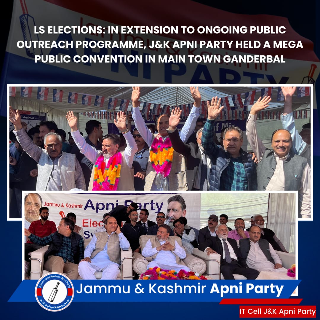 Apnipartyonline's tweet image. LS Elections: In extension to ongoing public outreach programme, @Apnipartyonline held a mega public convention in Main Town Ganderbal
#apniparty #jkapniparty #JammuKashmir #JammuAndKashmir #ganderbal