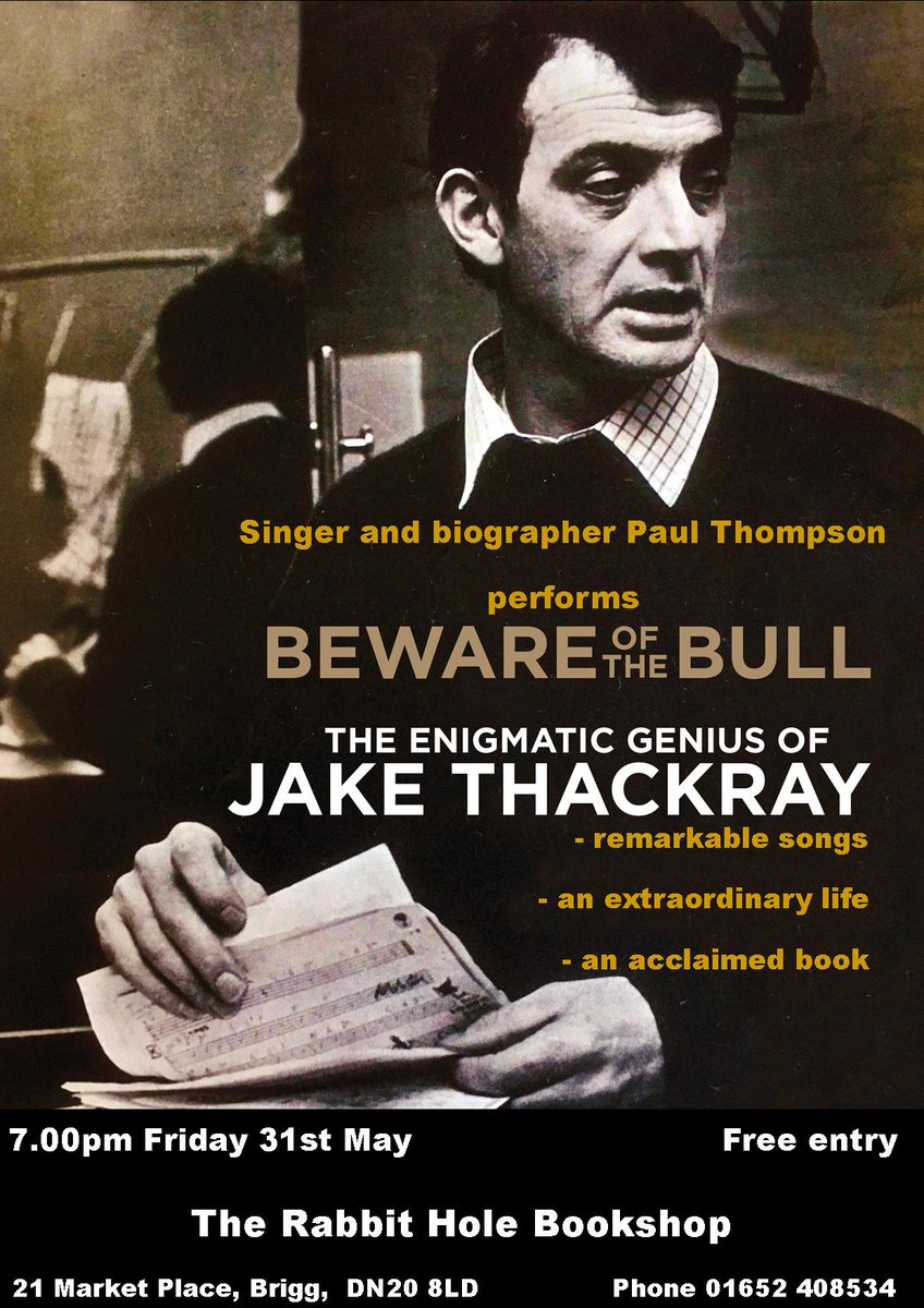 Delighted to be welcoming @jakethackrayfan to The Rabbit Hole at the end of May. Tickets are free BUT must be reserved either via DM or at therabbithole.brigg@outlook.com Join us for this wonderful evening all about one of the greatest singer/songwriters ever.