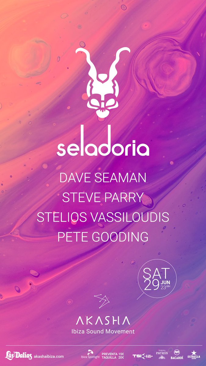 Seladoria lands in Ibiza - Saturday 29th June at Akasha

Dave Seaman
Steve Parry
Stelios Vassiloudis 
Pete Gooding

Tickets from Ibiza Spotlight 
ibiza-spotlight.es/shop/akasha/ch…