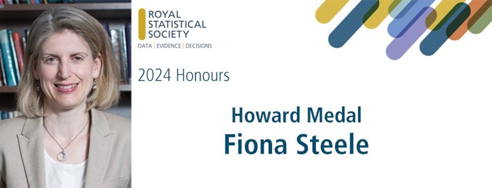 @univofstandrews @clark_esta @NatRecordsScot @NCLMathsStats @KEHub_Maths @cpact @LancsUniMaths @g_rasines @RachelHilliam @OUMathsStats @Vnafilyan @ONS @Sage_NCL @MaxParmarMRCUCL @UCLPopHealthSci @MRCCTU @ICTM_UCL Fiona Steele of @LSEStatistics is awarded the Howard Medal for her major contributions to longitudinal studies. As a leading international researcher in her field, she manifests the continuing importance of social statistics 11/12